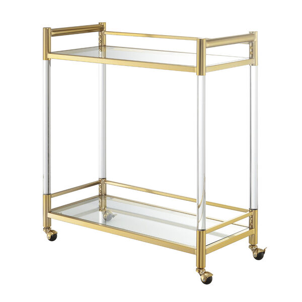 Royal Crest Gold 2-Tier Acrylic Glass Bar Cart, image 2