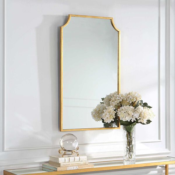 Uptown Curved Corner Gold Frame Wall Mirror, image 6