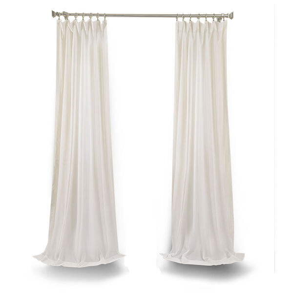 White 120 x 50 In. Faux Linen Sheer Single Panel Curtain Panel, image 1