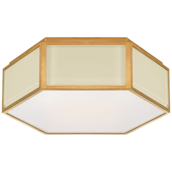 Bradford Small Hexagonal Flush Mount in Cream and Soft Brass with Frosted Glass by kate spade new york, image 1