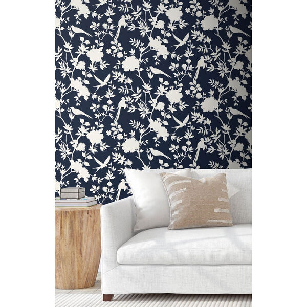 Lillian August Luxe Haven Navy Blue Mono Toile Peel and Stick Wallpaper, image 1
