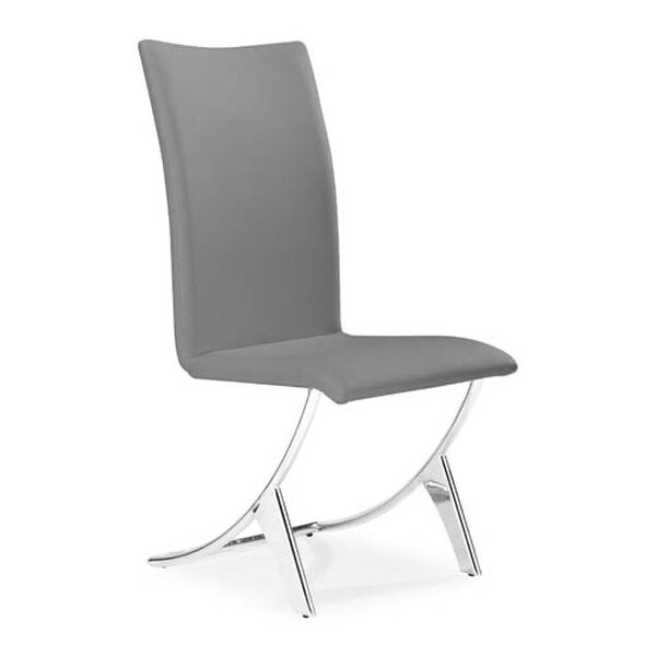 Delfin Gray and Chromed Steel Side Chair, Set of Two, image 1