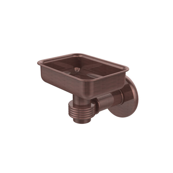 Continental Collection Wall Mounted Soap Dish Holder with Groovy Accents, Antique Copper, image 1