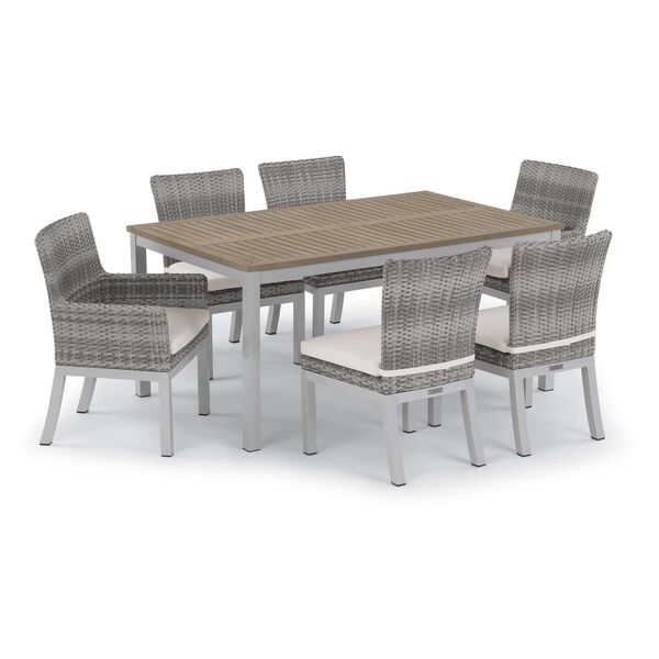 Travira and Argento Eggshell White Seven-Piece Outdoor Table Set, image 1