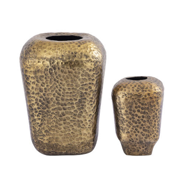 Organic Aged Brass Vase, Set of Two, image 1