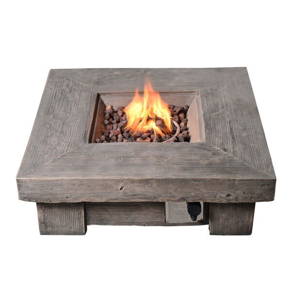 Brown Outdoor Retro Look Square Propane Gas Fire Pit, image 6
