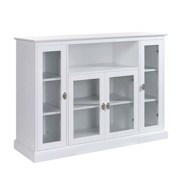 Summit Highboy White TV Stand with Storage Cabinet and Shelf, image 1