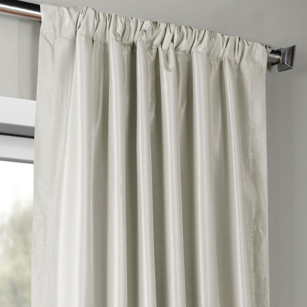 Mist Gray Vintage Textured Faux Dupioni Silk Single Curtain Panel 50 x 96, image 3