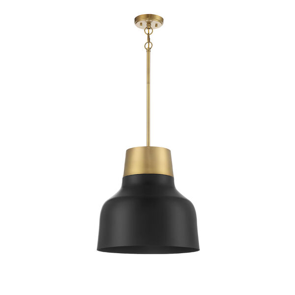 Chelsea Matte Black and Natural Brass 17-Inch One-Light Pendant, image 2