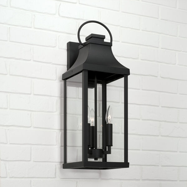 Bradford Black Outdoor Three-Light Wall Lantern with Clear Glass, image 4