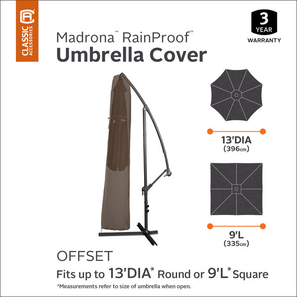 Birch Dark Cocoa RainProof Offset Patio Umbrella Cover, image 2