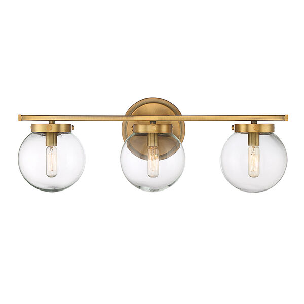 Nicollet Natural Brass LED Three-Light Bath Vanity, image 1