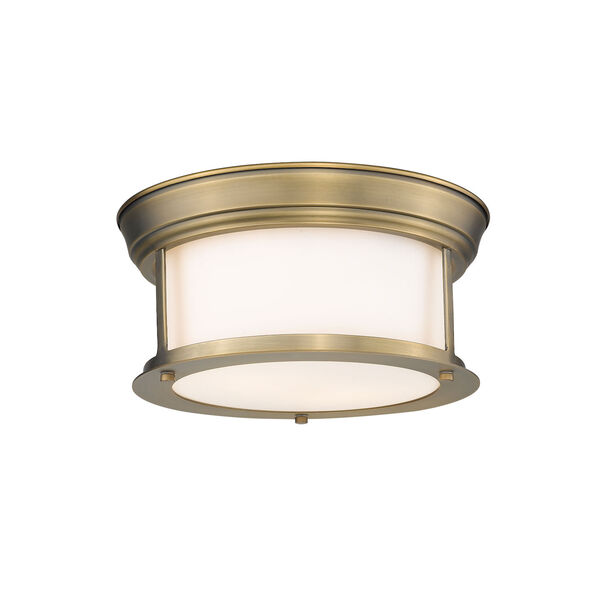 Sonna Heritage Brass Two-Light Flush Mount with Matte Opal Glass, image 1