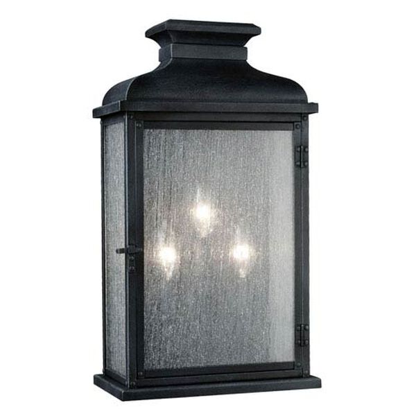 Wright Dark Weathered Zinc 18-Inch Three-Light Outdoor Wall Sconce, image 1