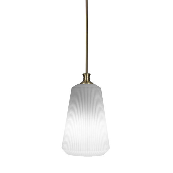 Carina New Age Brass One-Light 18-Inch Stem Hung Pendant with Opal Frosted Glass, image 1