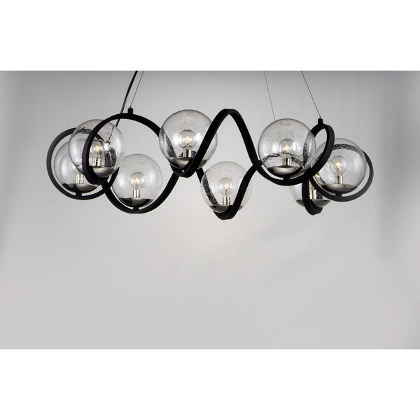 Curlicue Black and Polished Nickel 35-Inch Eight-Light Pendant, image 2