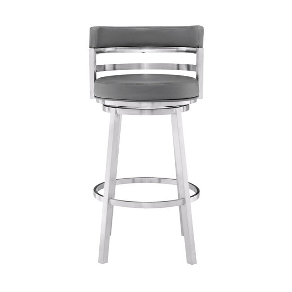 Madrid Gray and Stainless Steel 26-Inch Counter Stool, image 2