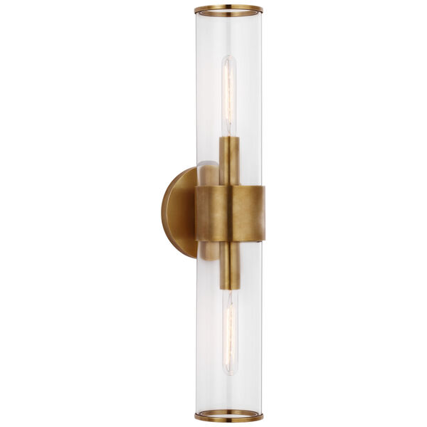 Liaison Medium Sconce in Antique-Burnished Brass with Clear Glass by Kelly Wearstler, image 1