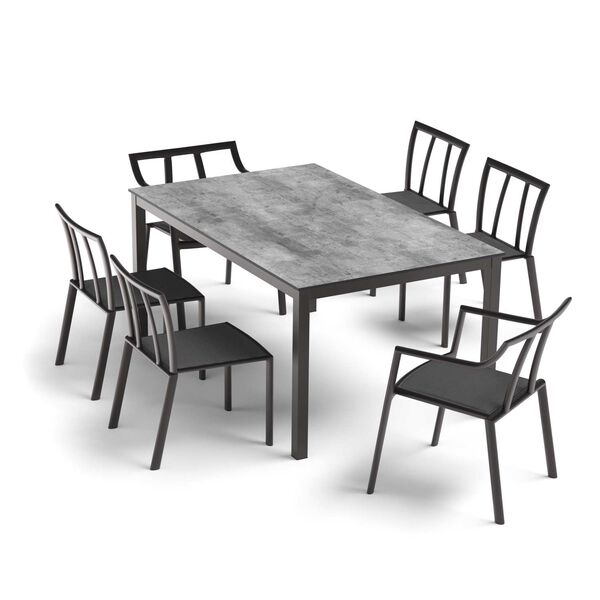 Nette and Travira Black Seven-Piece Rectangular Dining Table and Armchairs, image 1