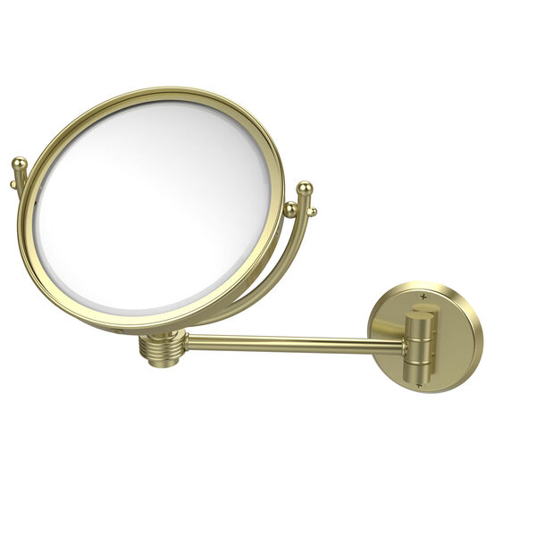 8 Inch Wall Mounted Make-Up Mirror 4X Magnification, Satin Brass, image 1