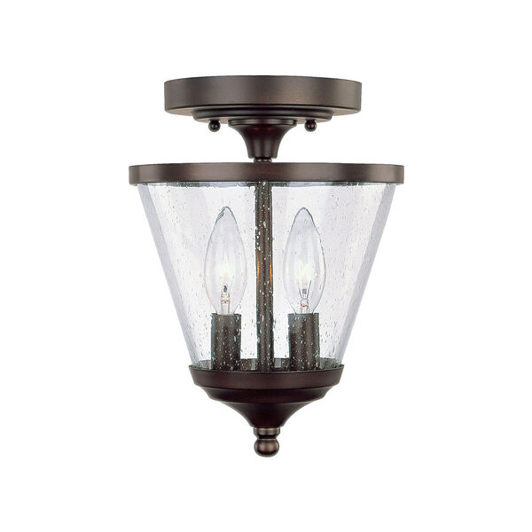 Hayden Burnished Bronze Two-Light Convertible Semi Flush Mount with Soft White Glass, image 1