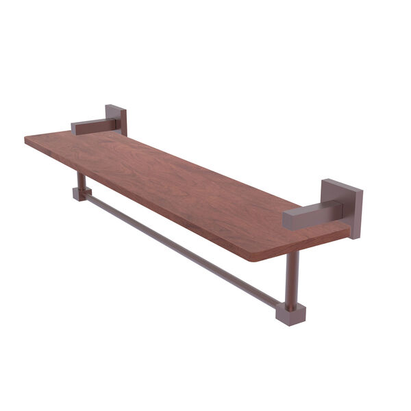 Montero Antique Copper 22-Inch Solid IPE Ironwood Shelf with Integrated Towel Bar, image 1
