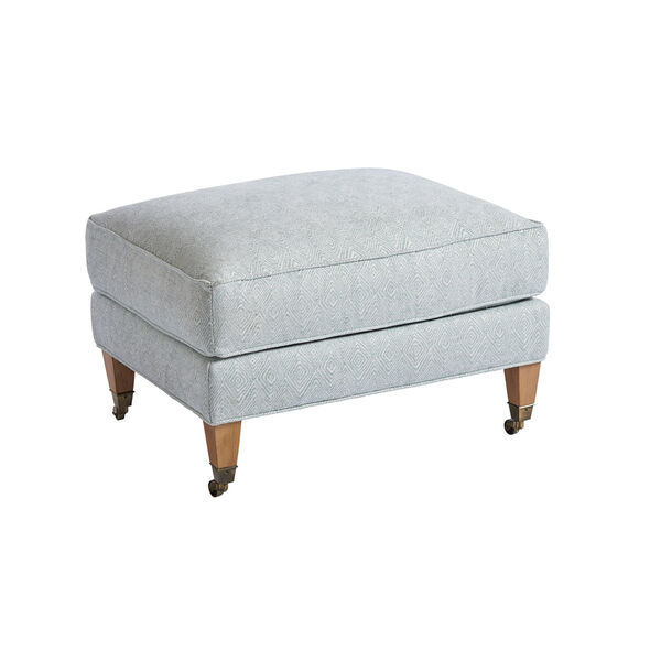 Upholstery Gray Sydney Ottoman With Brass Casters, image 1