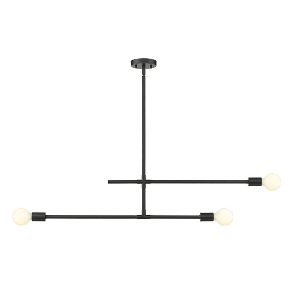 Modernist Matte Black Three-Light Mini Chandelier, image 1