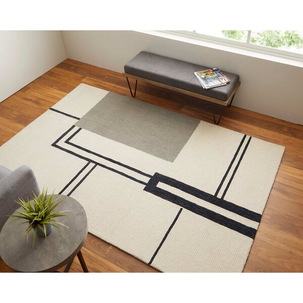 Maguire Industrial Ivory Gray Black Area Rug, image 4