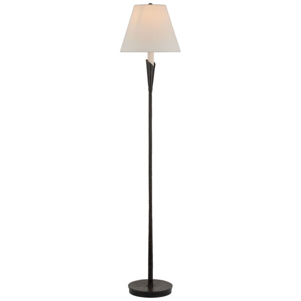 Aiden Accent Floor Lamp in Aged Iron with Linen Shade by Chapman  and  Myers, image 1