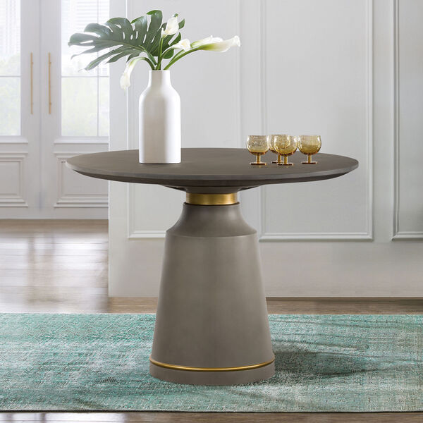Pinni Medium Gray Concrete Bronze Painted Dining Table, image 6
