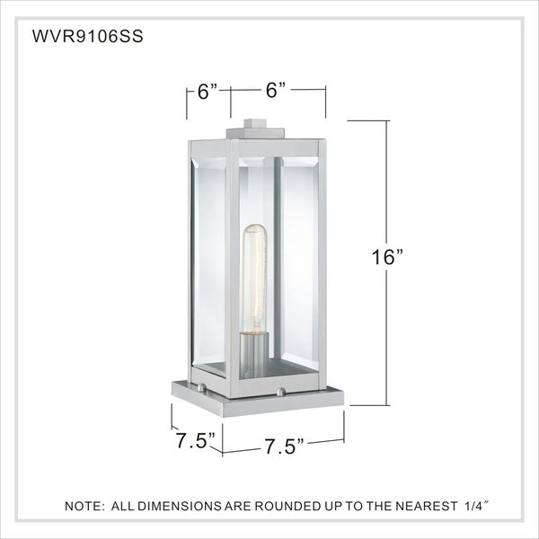 Westover Stainless Steel One-Light Outdoor Pier Base with Transparent Beveled Glass, image 5