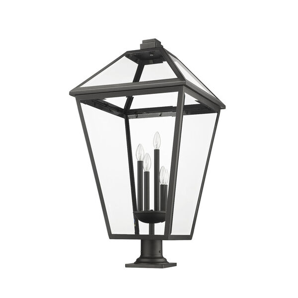 Talbot 37-Inch Four-Light Outdoor Pier Mounted Fixture with Clear Beveled Shade, image 4