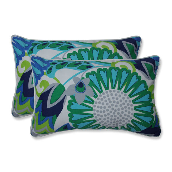Sophia Green Blue Gray Throw Pillow, Set of Two, image 1