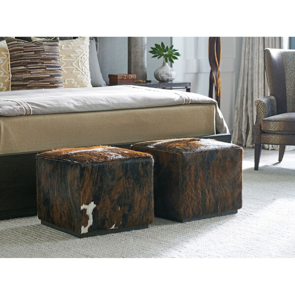 Brown Colby Leather Ottoman, image 2