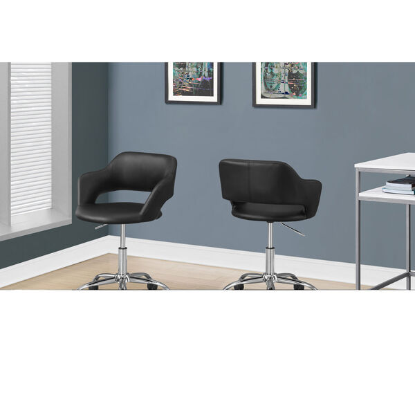 Black and Chrome 29-Inch Hydraulic Lift Base Office Chair, image 2