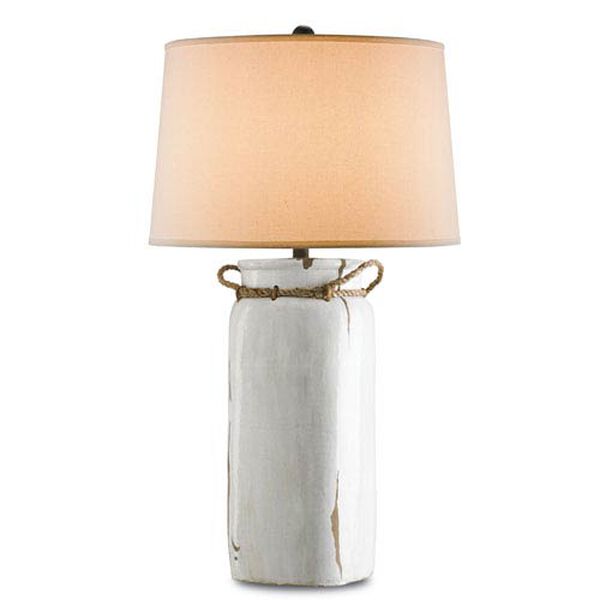 Sailaway White Distress Crackle and Shirley Rust Table Lamp with Natural Rope, image 1