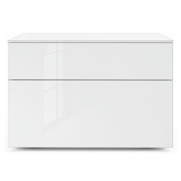Bedford White Two Drawer Nightstand with Glass Top, image 1