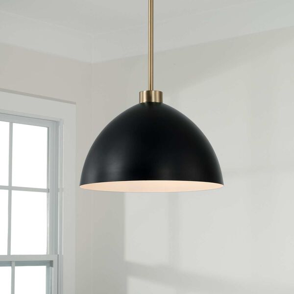 Ross Aged Brass and Black One-Light Pendant, image 2