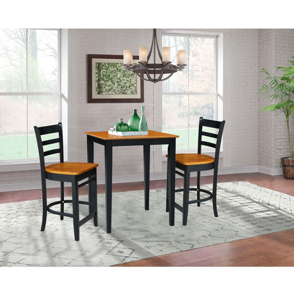 Black and Cherry 30-Inch Counter Height Table with Two Counter Stool, Three-Piece, image 1