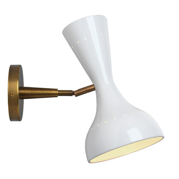 Pisa White Lacquer And Antique Brass Two-Light Wall Sconce, image 4