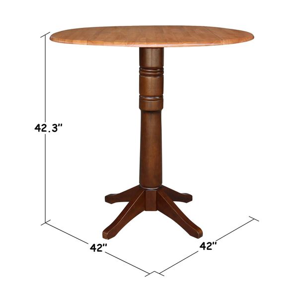 Cinnamon and Espresso 42-Inch High Round Dual Drop Leaf Pedestal Table, image 5