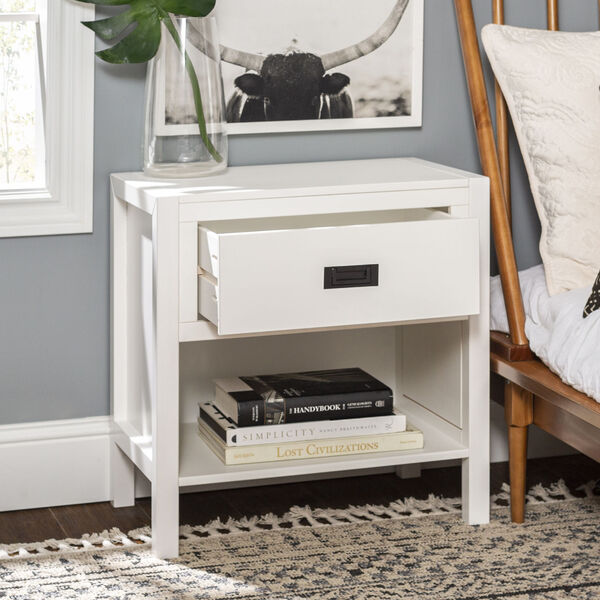 Lydia White Nightstand with One Drawer, image 2
