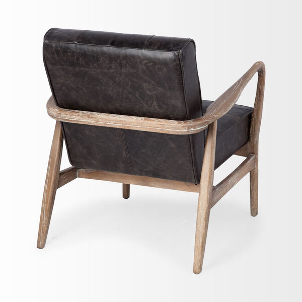 Phineas Black Leather Wrapped Ash Wood Arm Chair, image 6