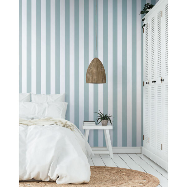 Waters Edge Light Gray Awning Stripe Pre Pasted Wallpaper, image 3