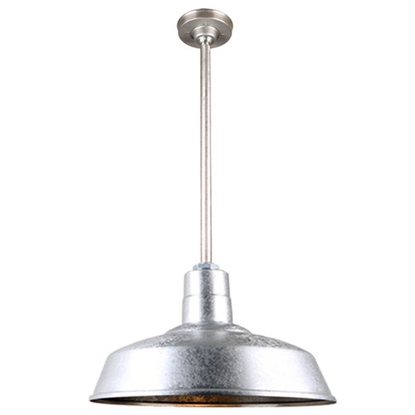 Warehouse Galvanized 18-Inch Aluminum Pendant with 24-Inch Downrod, image 1