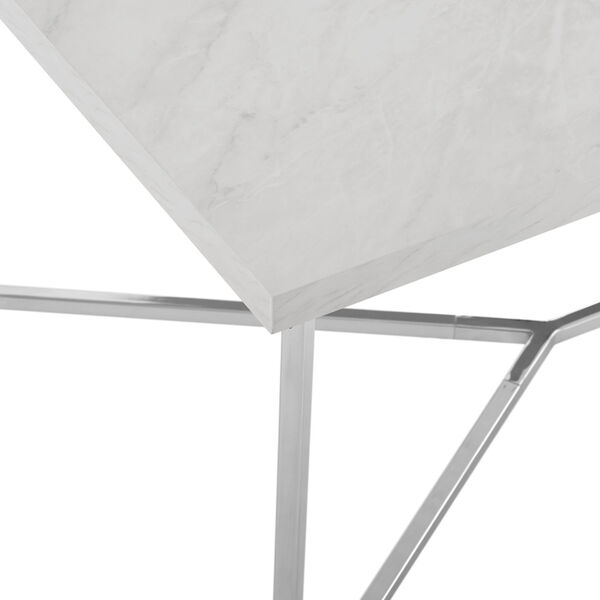 White Faux Marble and Chrome Coffee Table, image 3