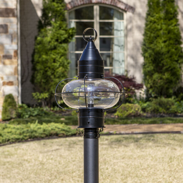 Classic Onion Black Single Light Outdoor Large Post Mount w/Clear Glass, image 8