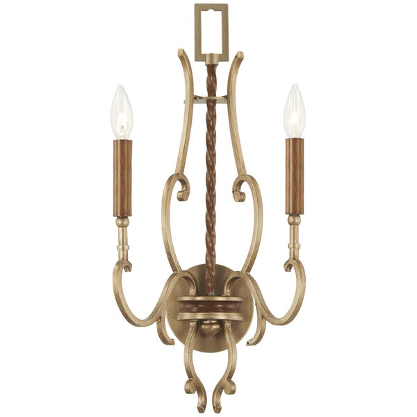 Magnolia Manor Pale Gold and Distressed Bronze Two-Light Wall Sconce, image 1