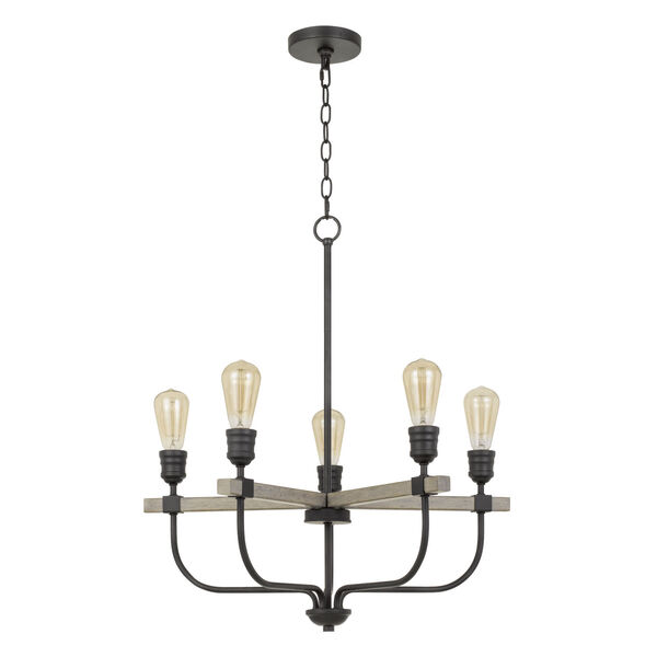 Sion Gray and Black Five-Light Chandelier, image 1